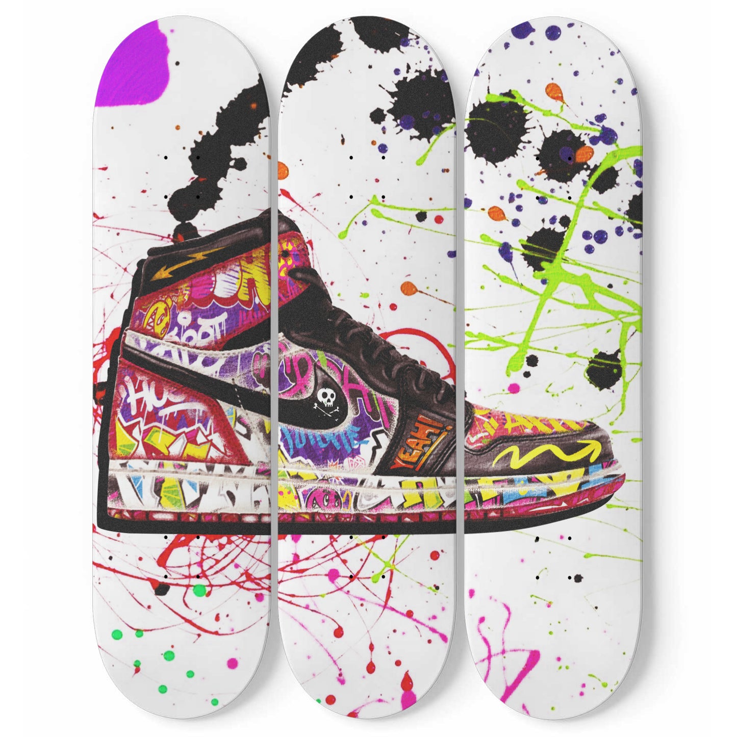 Banksy Sneakers Graffiti Style Skateboard Wall Art Colorful Sneakers Print For Home Decor