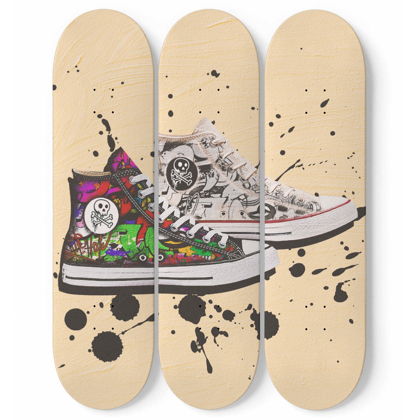 Banksy Sneakers Skateboard Graffiti Wall Art Pro- Grade Maple Wood Wall Hanging For Bedroom Decor