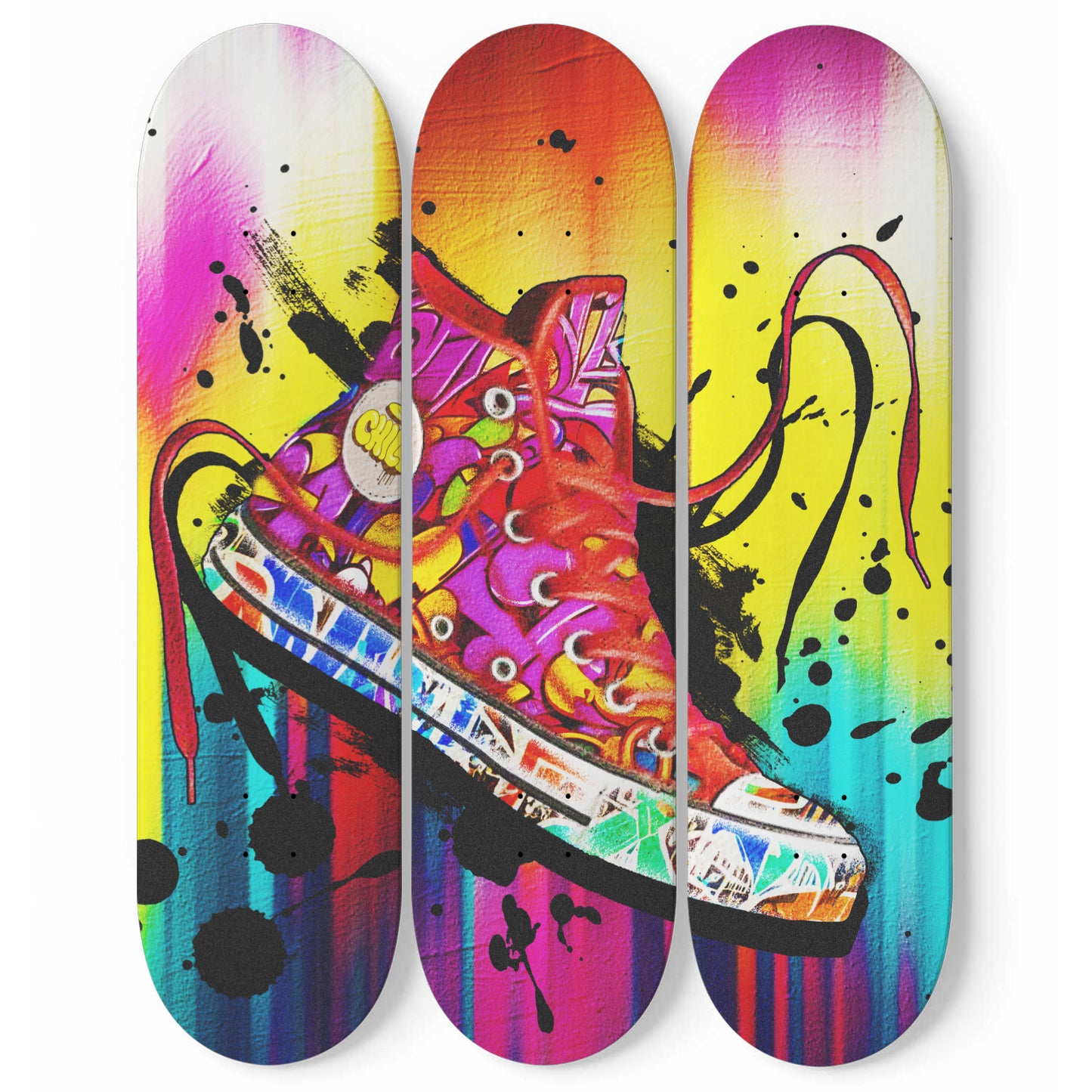 Banksy Graffiti Sneakers Skate Deck Art Street Pop Skateboard Print Colorful Sneakers Gifts Ideas