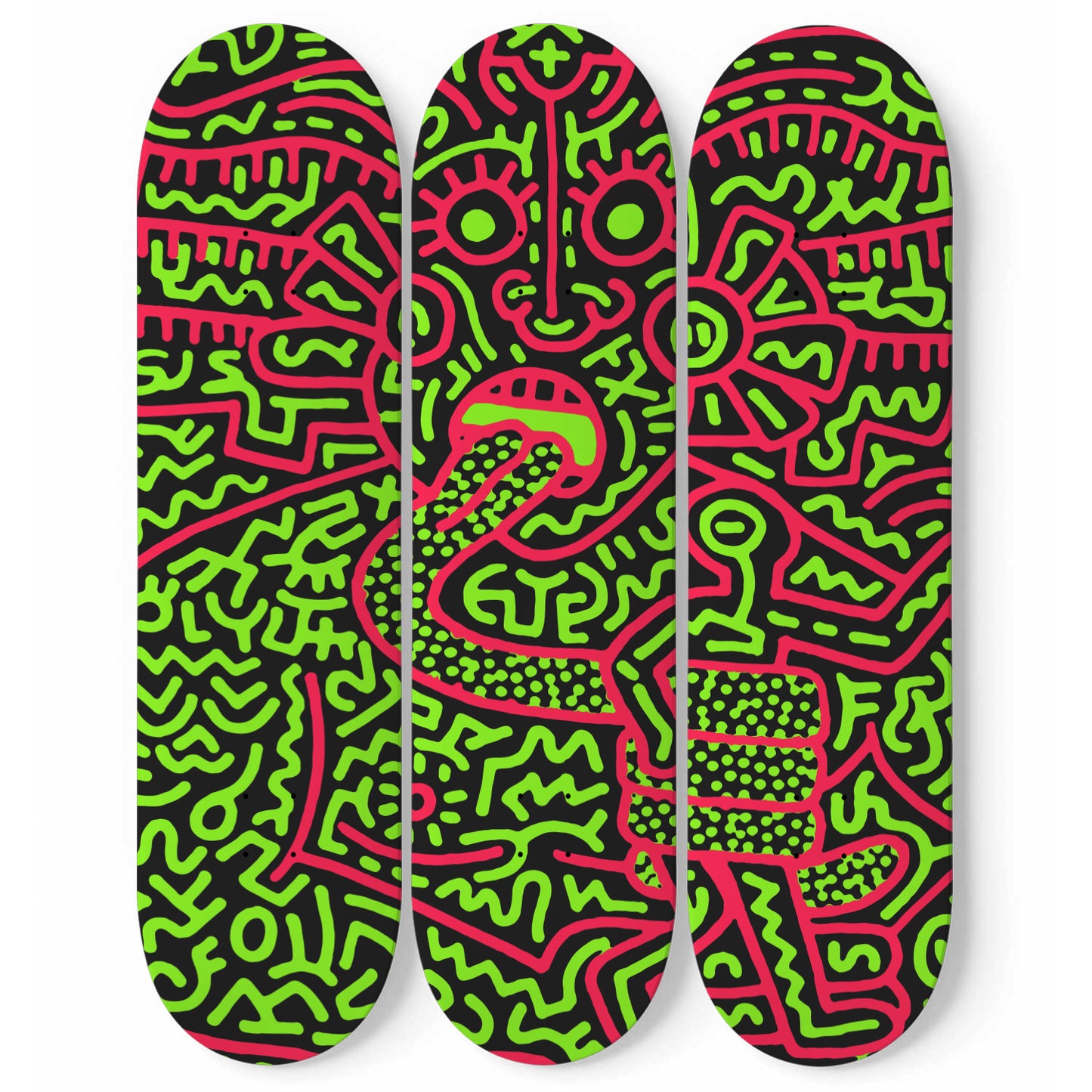 Keith Haring Wall Decor Skateboard Art Medusa Pop Art Print Pro-Grade Maple Wood Wall Hanging Large Art