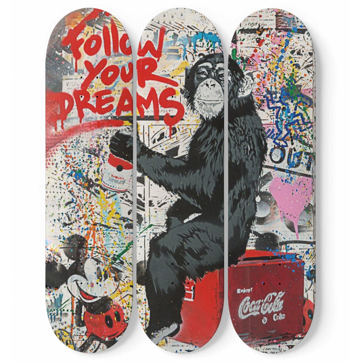 Banksy Monkey Follow Your Dreams Graffiti Skateboard Wall Art Banksy Street Decor Monkey Graffiti Skateboard Art