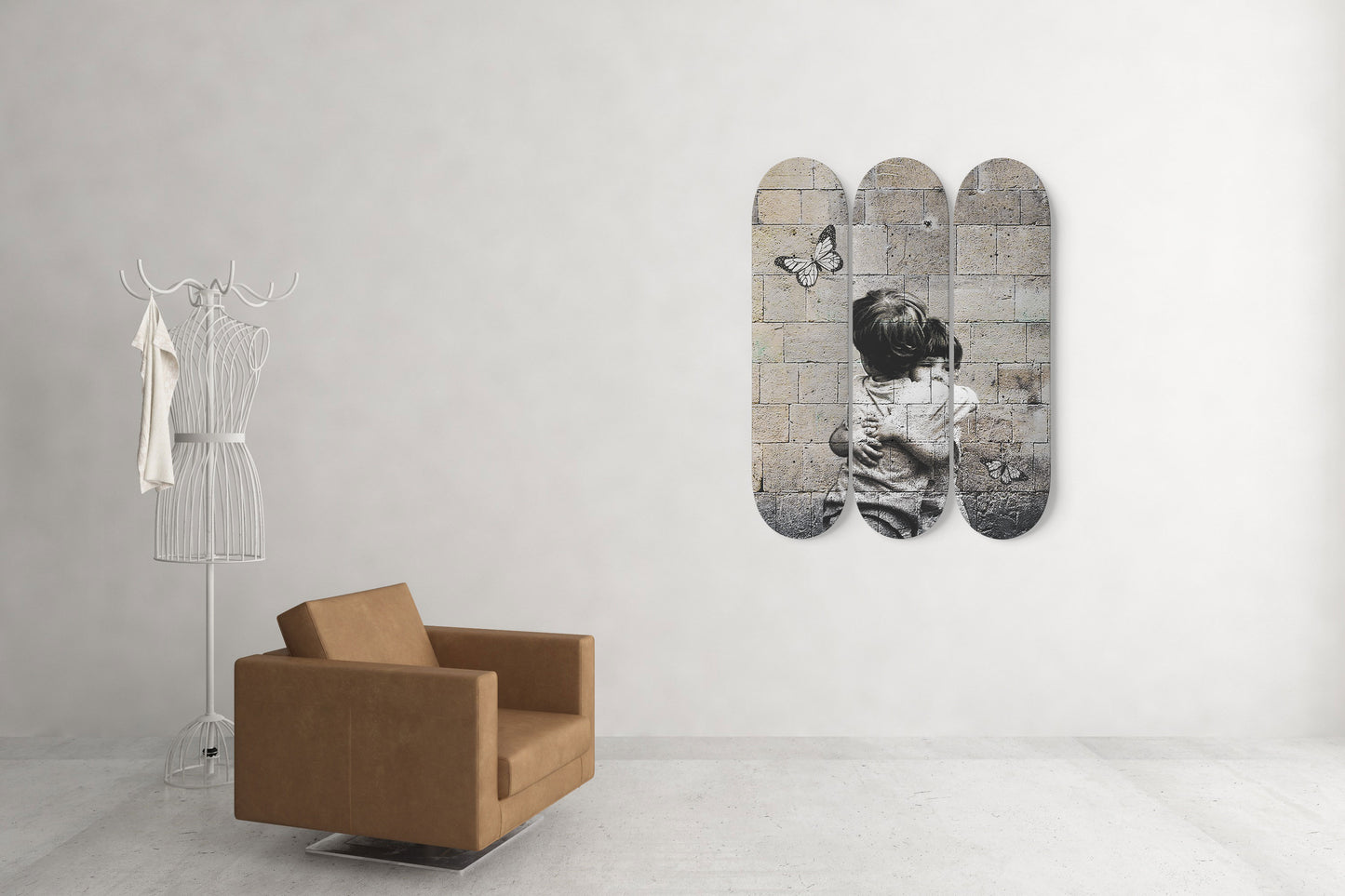 Banksy Art Brother and Sister Love Wall Decor Skateboard Print Gift Ideas for Boyfriend Game Room Wall Hanging