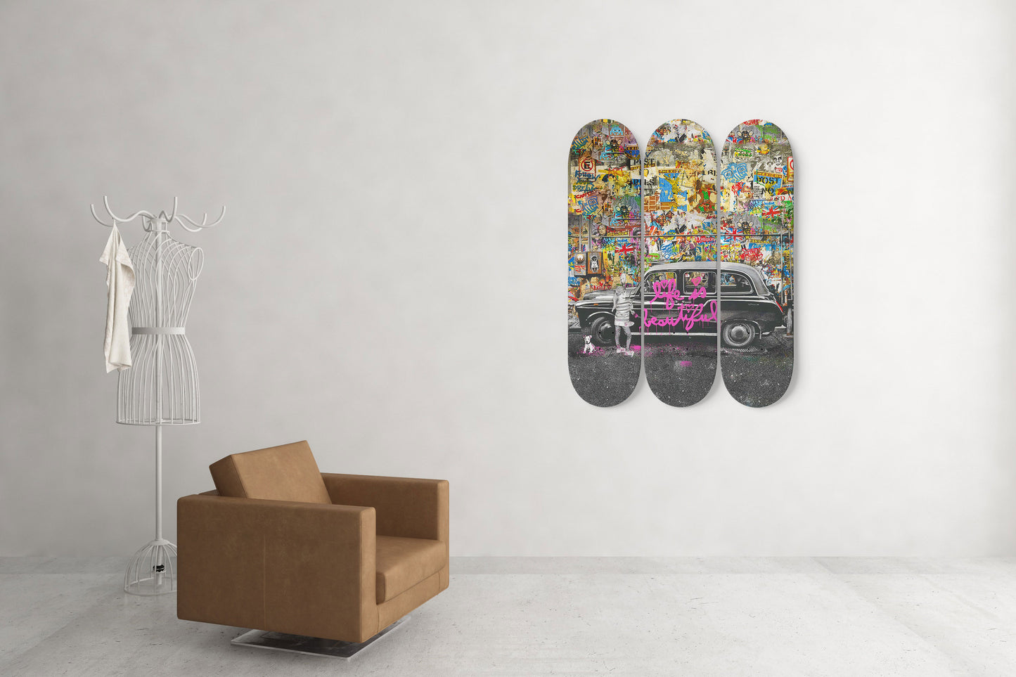 Compilation Banksy Life Is Beautiful Black Taxi Art Skate Deck Decor Graffiti Banksy Street Art Living Room Wall Art