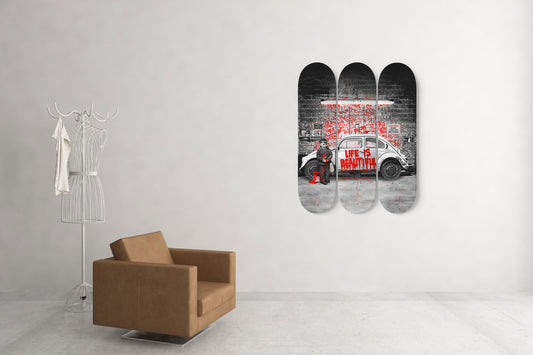 Banksy Graffiti Street Art Compilation Skate Deck Wall Art Life is Beautiful Black Taxi Wall Decor