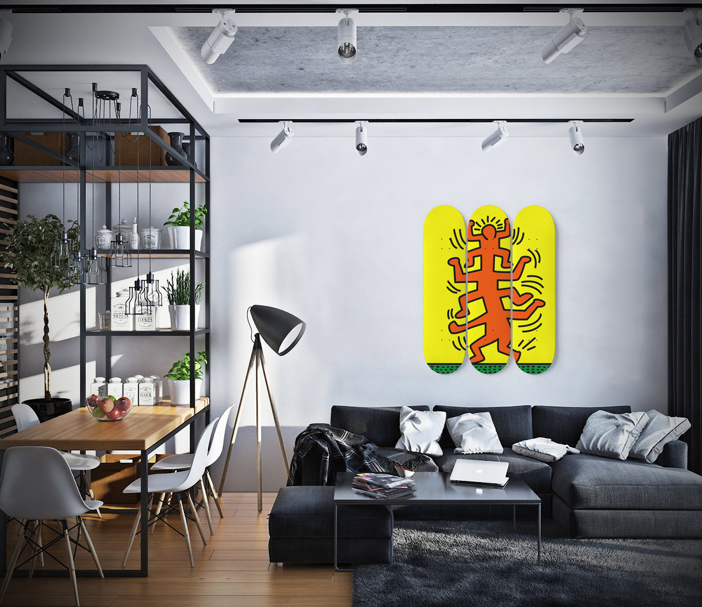 Keith Haring - Growing - 3 Piece Skateboard Wall Art