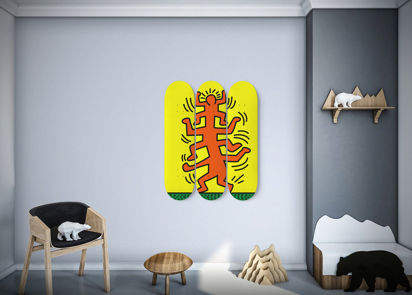 Keith Haring - Growing - 3 Piece Skateboard Wall Art