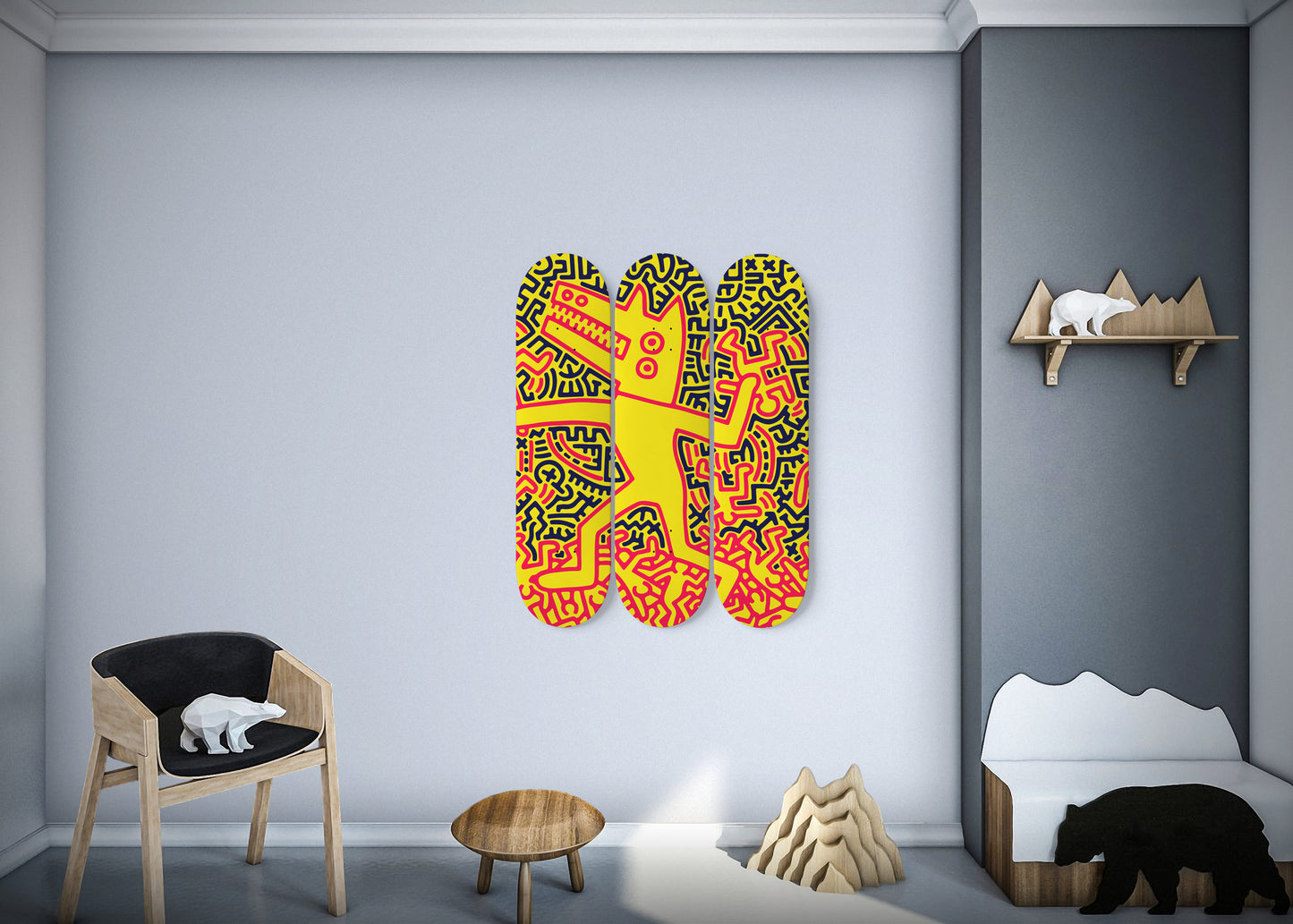 Keith Haring - Monster - 3 Piece Skateboard Wall Art