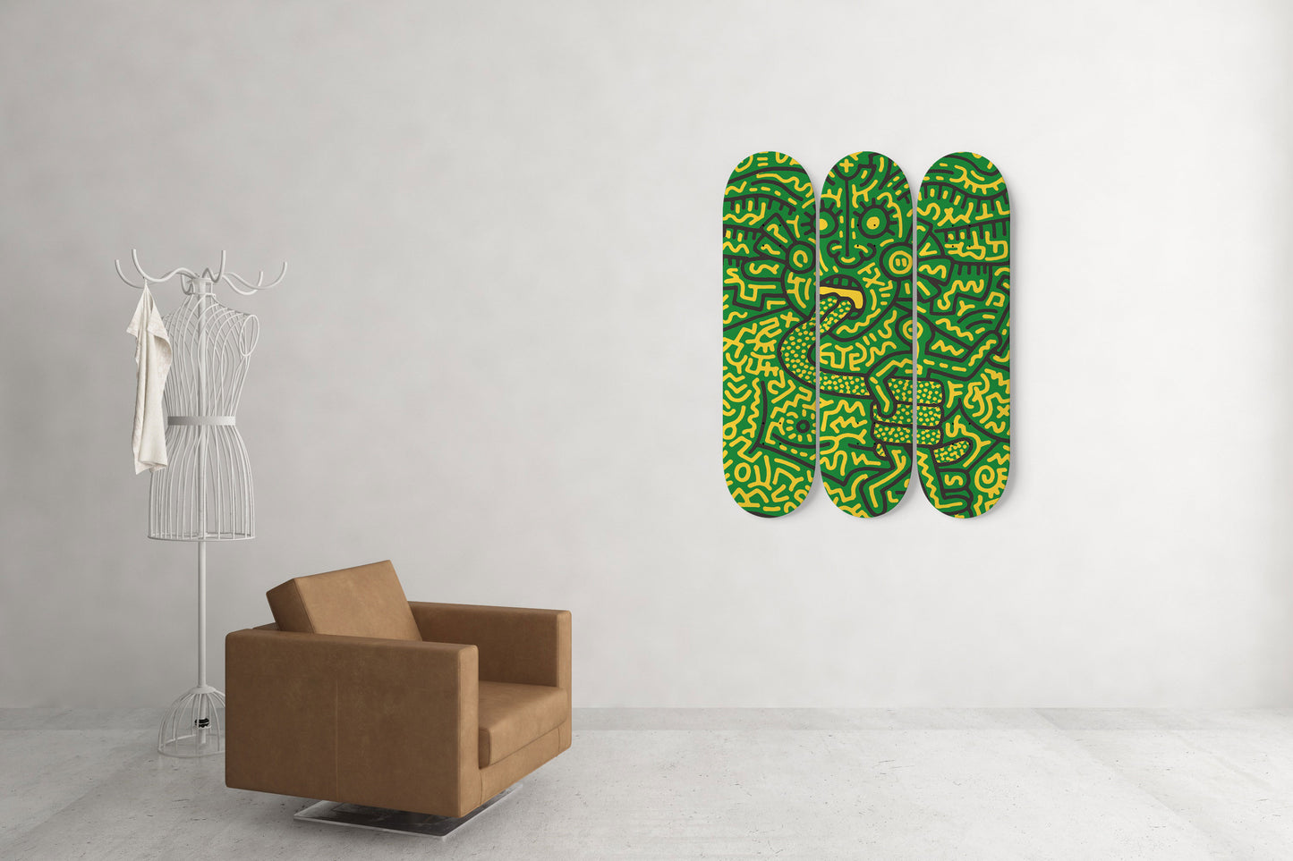 Keith Haring Medusa Skateboard Wall Art Pro-Grade Maple Wood For Living Room Decor Medusa Print