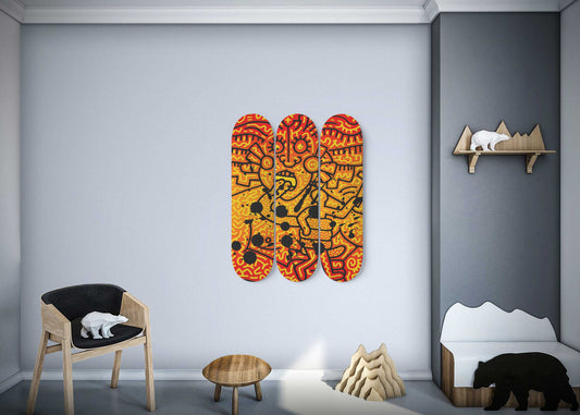 Keith Haring Skateboard Wall Art Medusa Print Pro-Grade Maple Wood Wall Hanging Large Home Decor