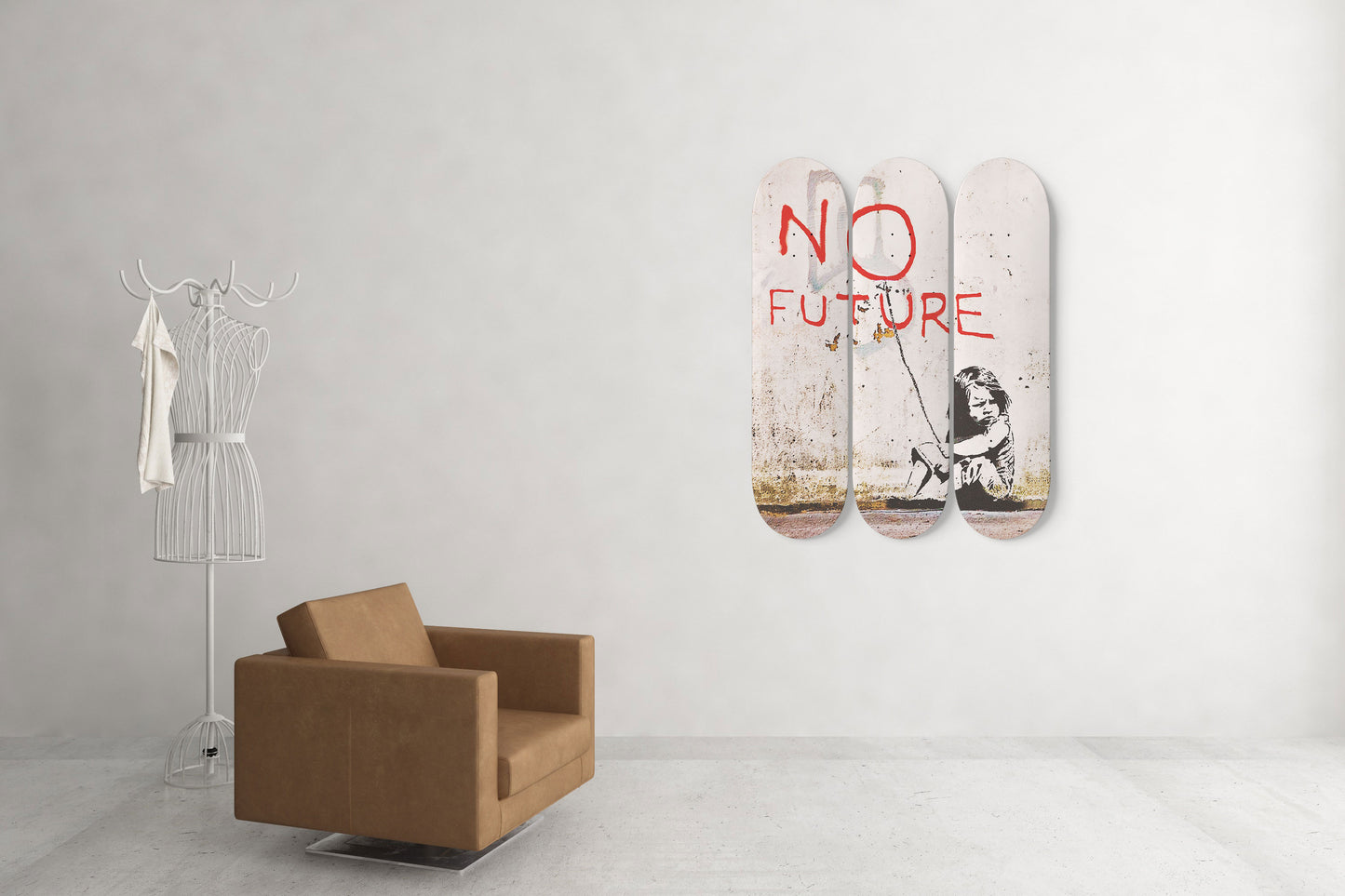 Banksy No Future Skateboard Wall Art Pro-Grade Maple Wood Large Skate Deck Art For Living Room Decor