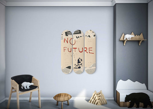 Banksy Skateboard Wall Art No Future Print Living Room Decor Maple Wood Hanging Ready To Hang