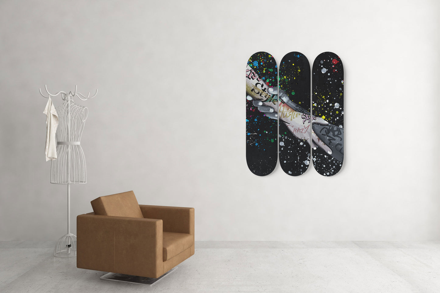 Banksy Peace Graffiti Hands Skateboard Wall Art Street Style Banksy Wall Decor Pro-Grade Maple Wood Ready To Hang