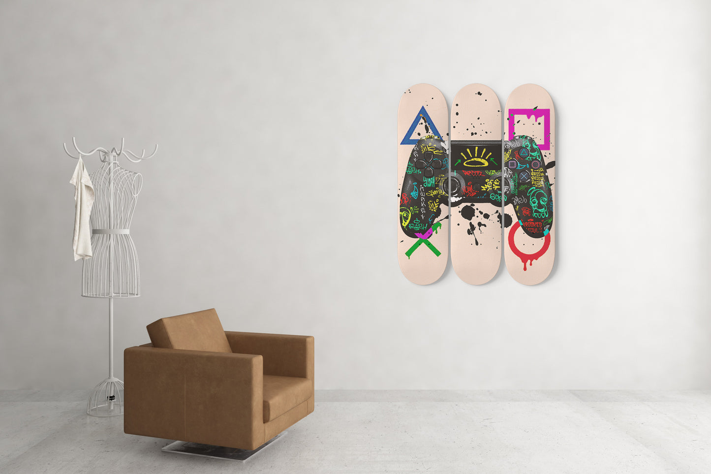 PlayStation Controller For Game Room Graffiti Prints Skateboard Art Playstation Wall Decor Gift Ideas For Dad