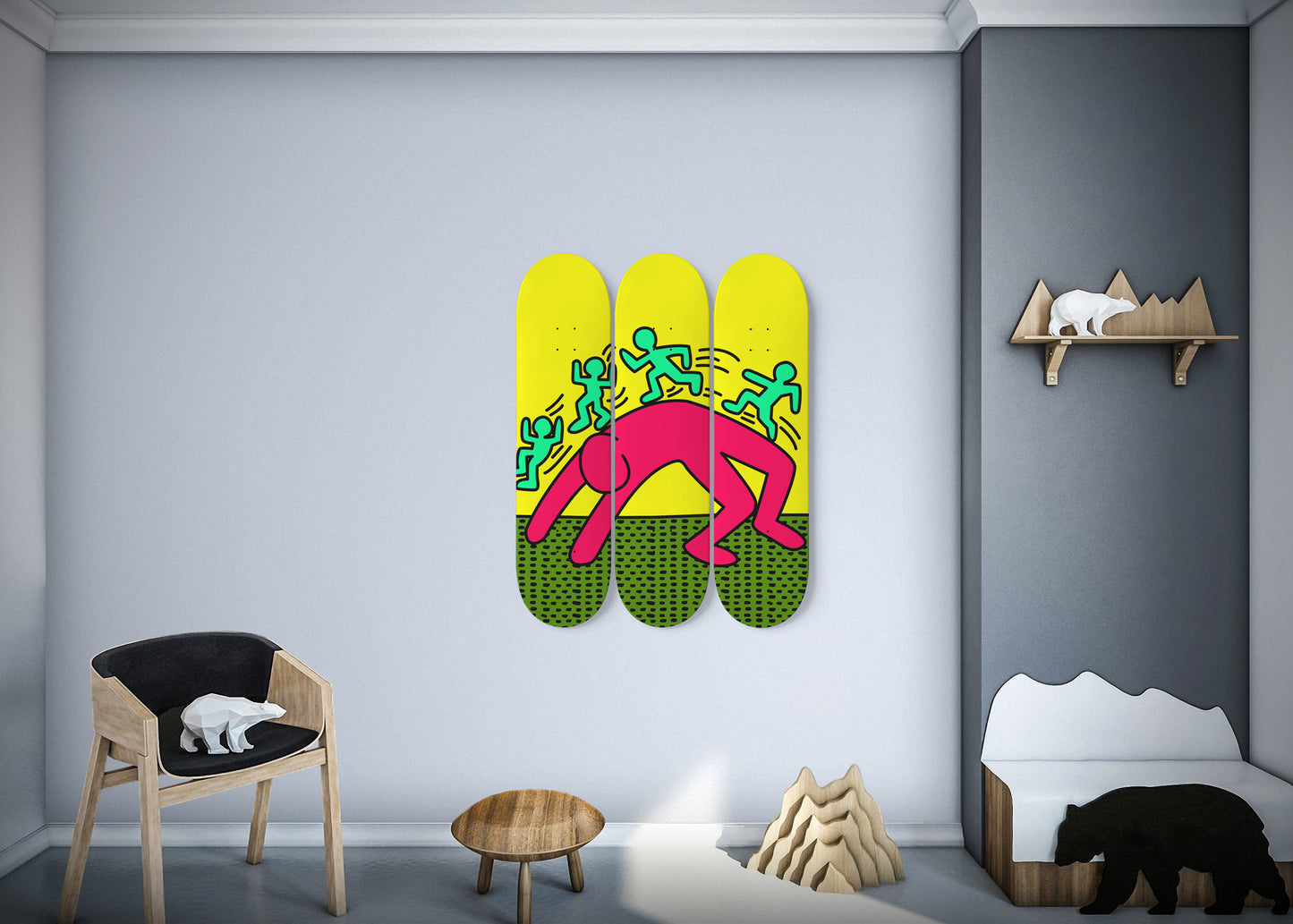 The Universe of Keith Haring -3 Piece Skateboard Wall Art