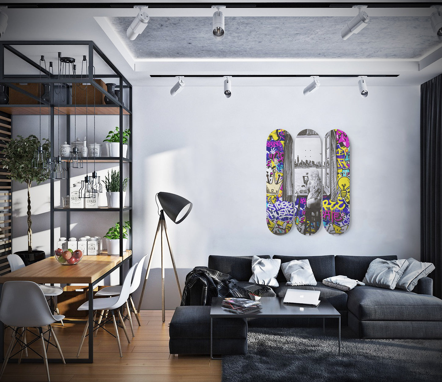 Banksy Woman In The Window Street Art | 3 - Set Skate Deck Art, Woman Window Edge, Office/Game Room Wall Decor