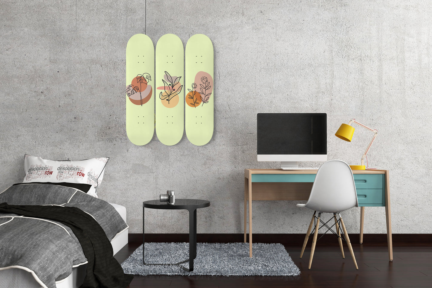 Terracota Boho Wall Art Print | 3 - Piece Skateboard Wall Art, Boho Style Wall Print