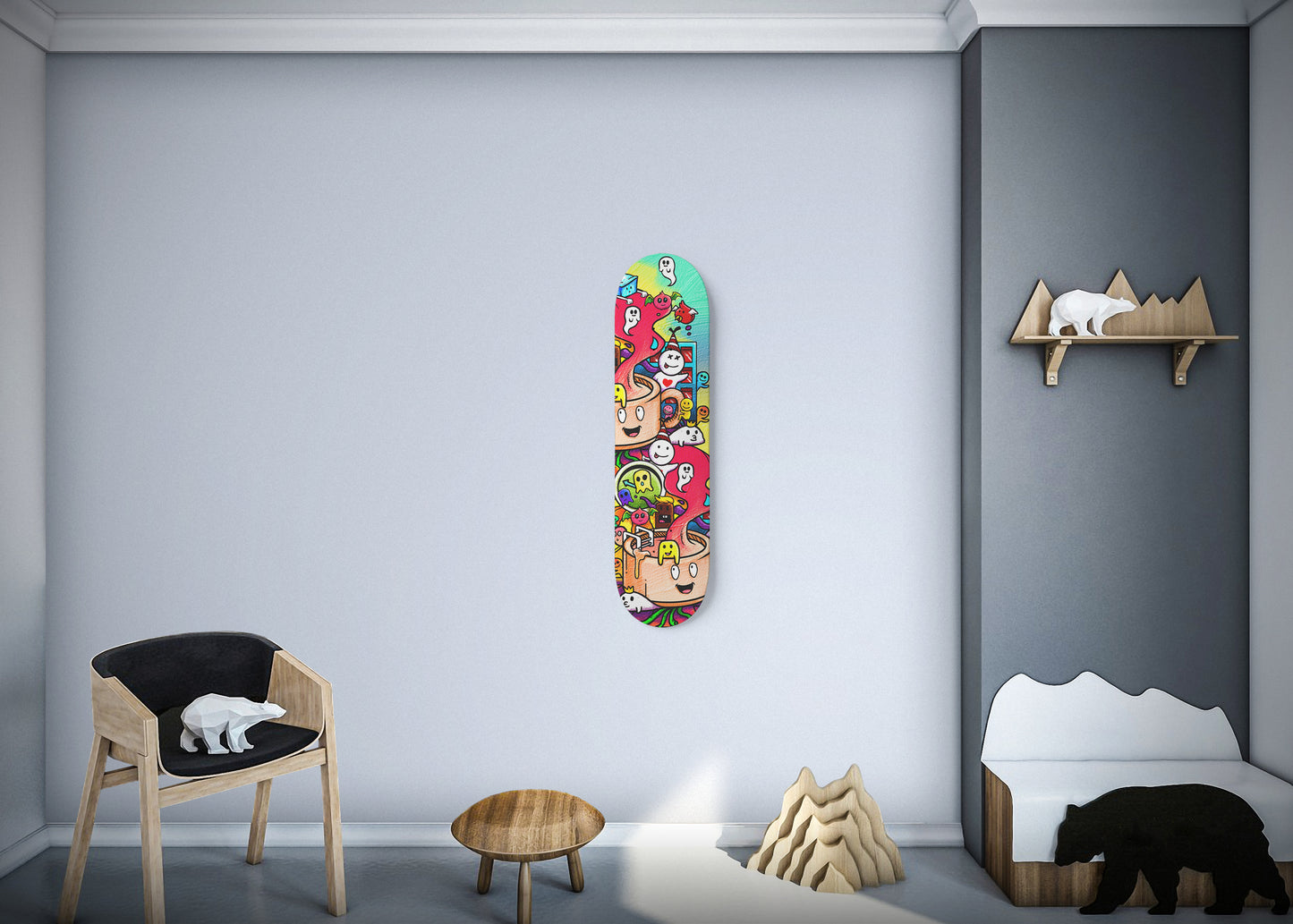 Coffee Thoughts Doodle - 1 Piece Skateboard Wall Art