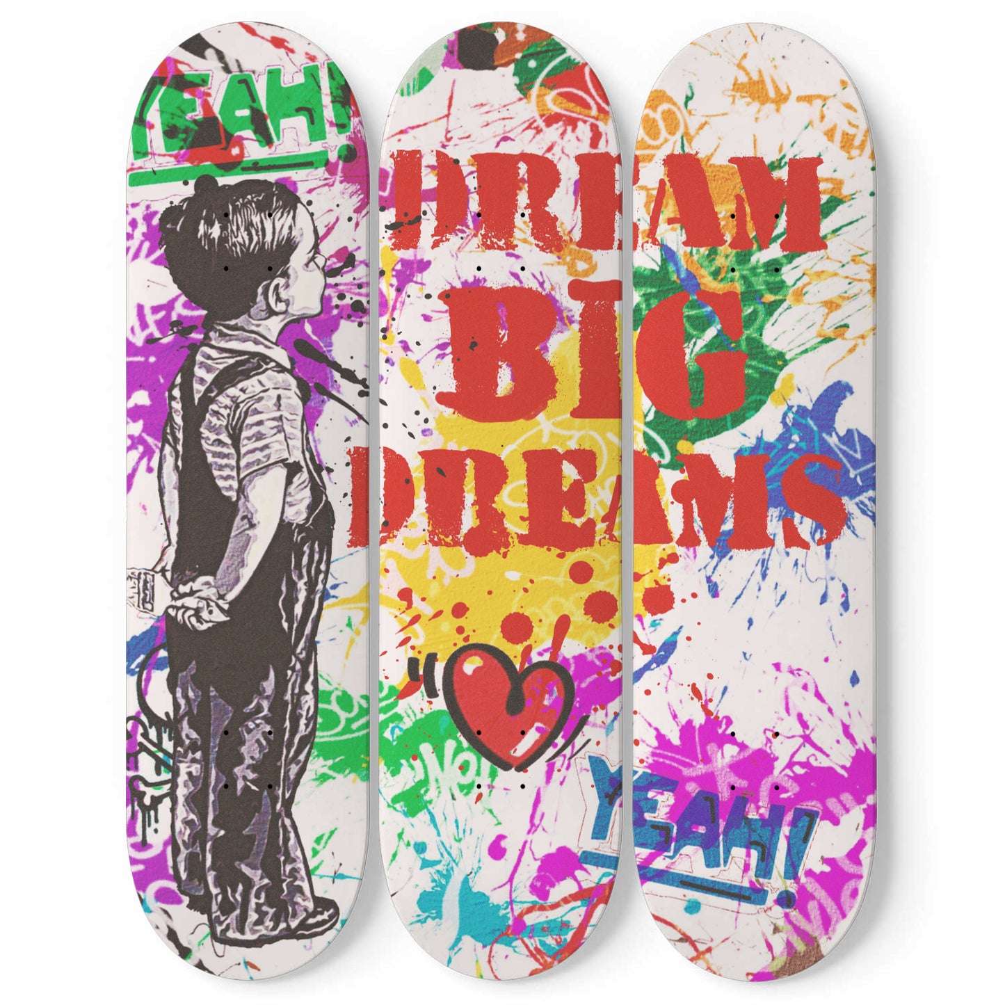 Banksy Child Graffiti Artwork Dream Big Dreams Skateboard Art Modern Livingroom Wall Decor New Home Gifts