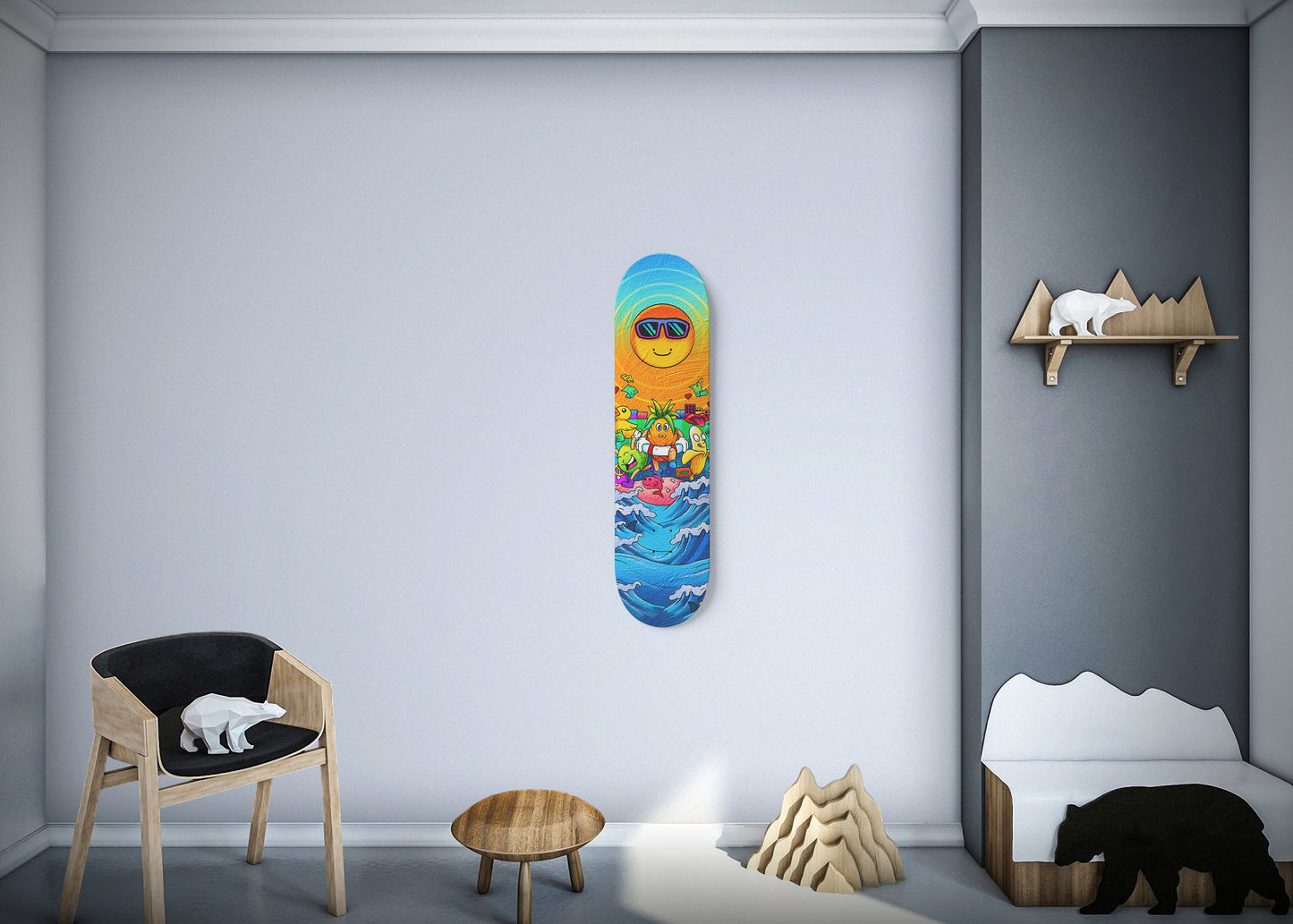 Fun Under the Sun Doodle - Skateboard Wall Art