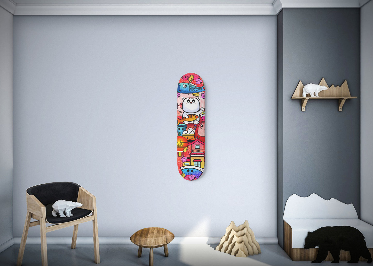 I Love Japan Doodle - Skateboard Wall Art
