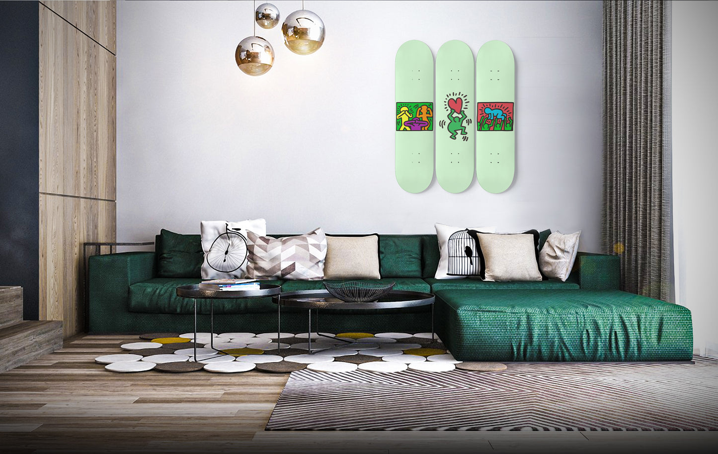 Keith Haring Wall Art Print | 3 - Set Skate Deck Art, Keith Haring Street Art, Living Room Decor - Game Room Wall Art