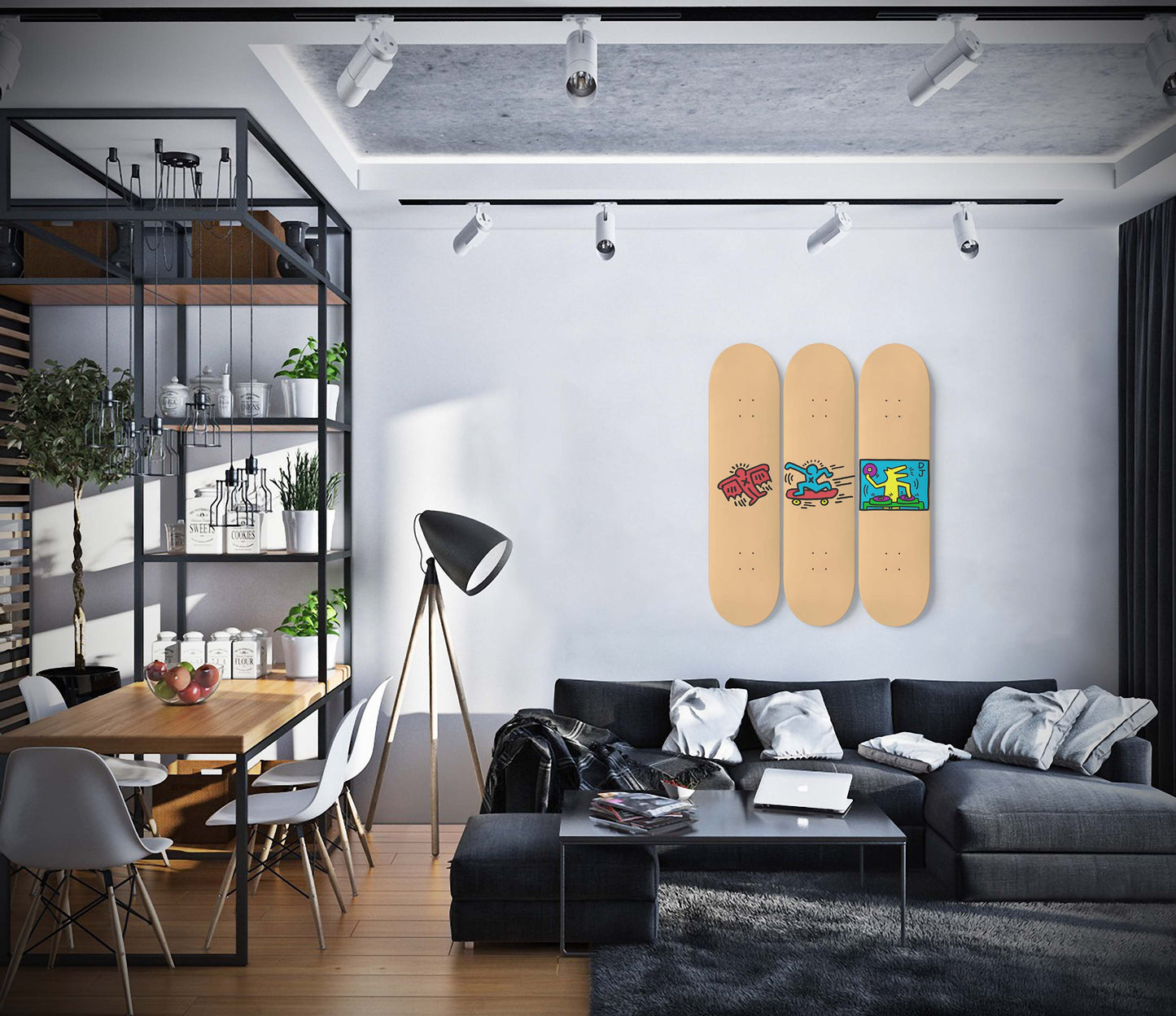 Keith Haring Skateboard Art | 3 Set Pro- Grade Maple Wood Wall Mount Hanging Print