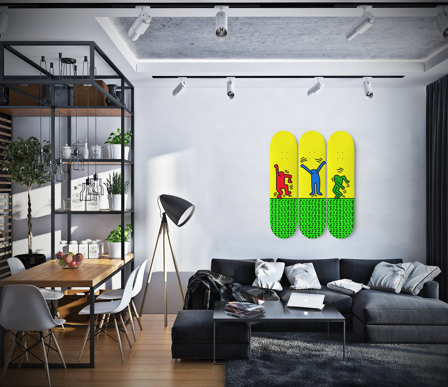 Keith Haring - Let's Dance - 3 Piece Skateboard Wall Art