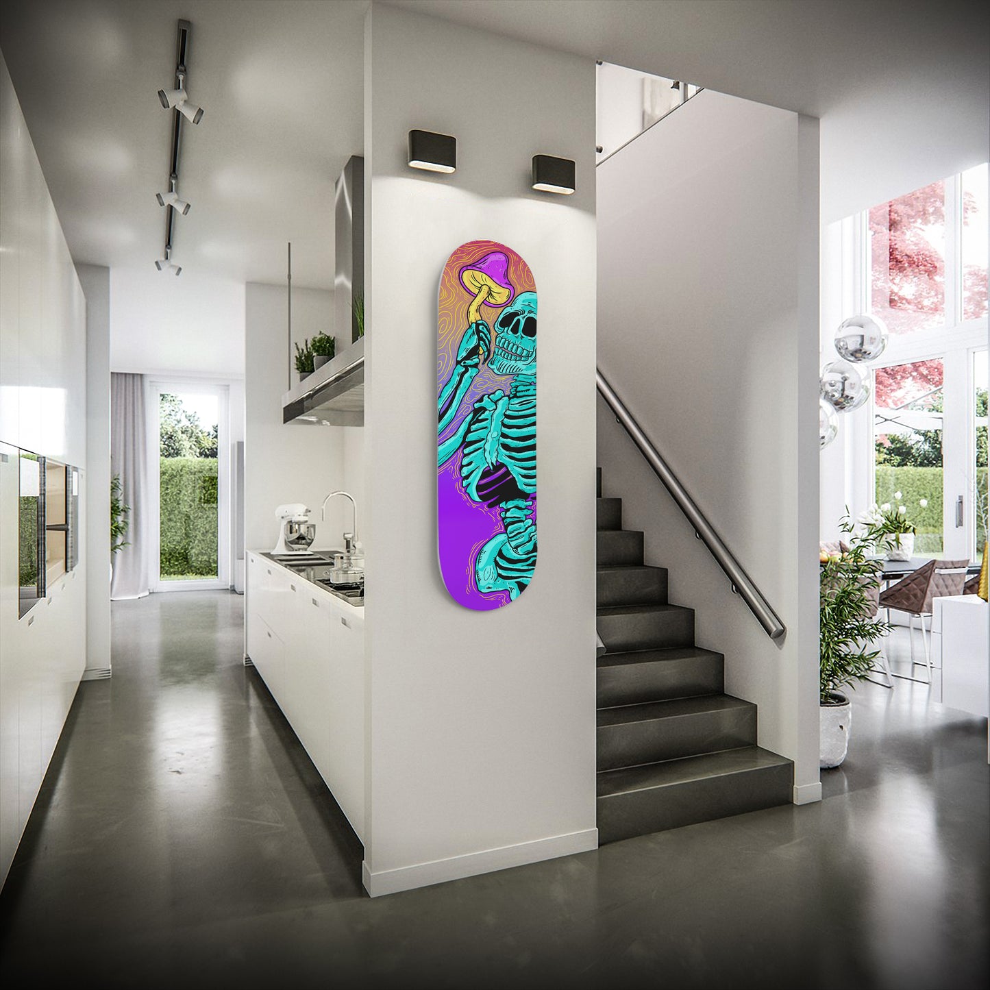 Psychedelic Skeleton - Skateboard Wall Art by PolymorphClub