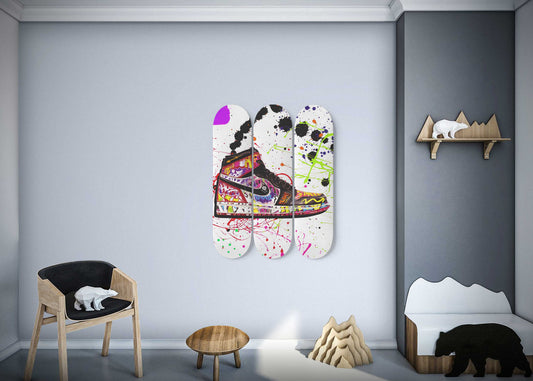 Banksy Sneakers Graffiti Style Skateboard Wall Art Colorful Sneakers Print For Home Decor