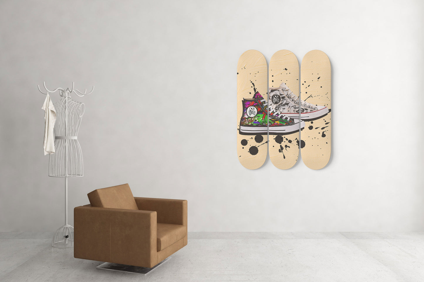 Banksy Sneakers Skateboard Graffiti Wall Art Pro- Grade Maple Wood Wall Hanging For Bedroom Decor