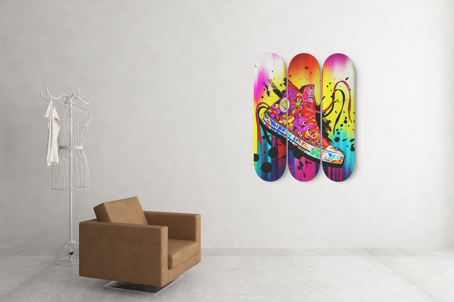 Banksy Graffiti Sneakers Skate Deck Art Street Pop Skateboard Print Colorful Sneakers Gifts Ideas