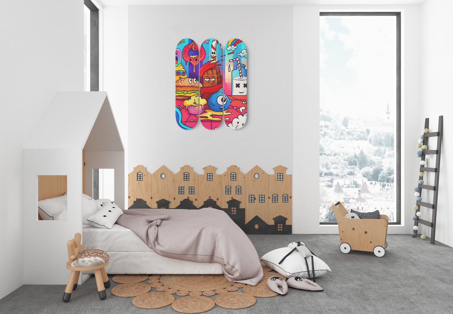 Yums and Sweet Doodle - 3 Piece Skateboard Wall Art